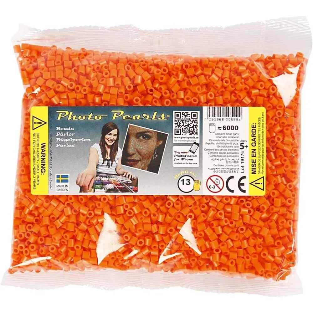 NABBI Tube perler - Orange, klar (32233) - 6000 stk - Rørperler, Perler & perleplader, Håndværk