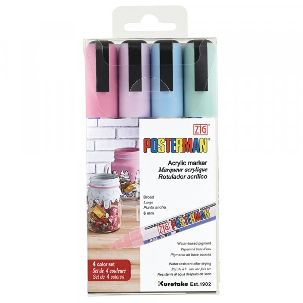 ZIG Posterman 6mm pastel 4/pung