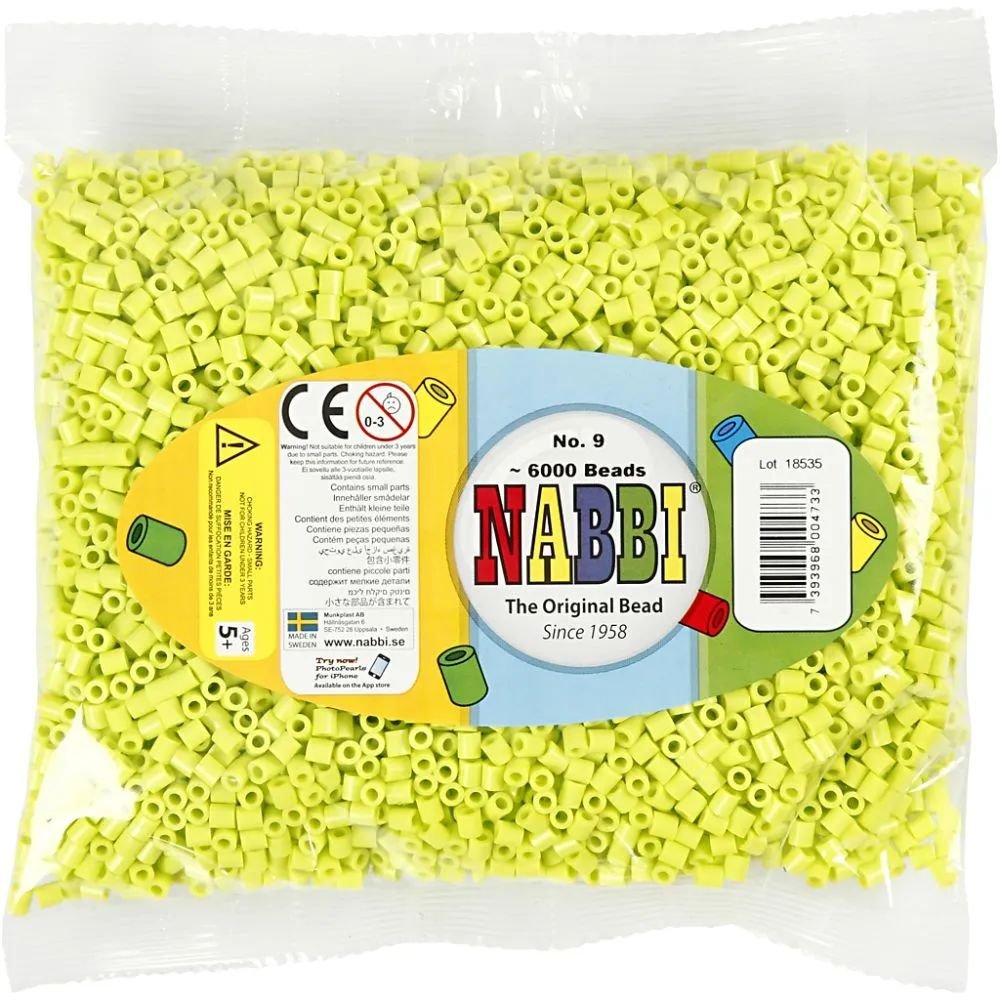 NABBI Pibeperler - Lime (32241) - 6000 stk - Rørperler, Perler & perleplader, Håndværk