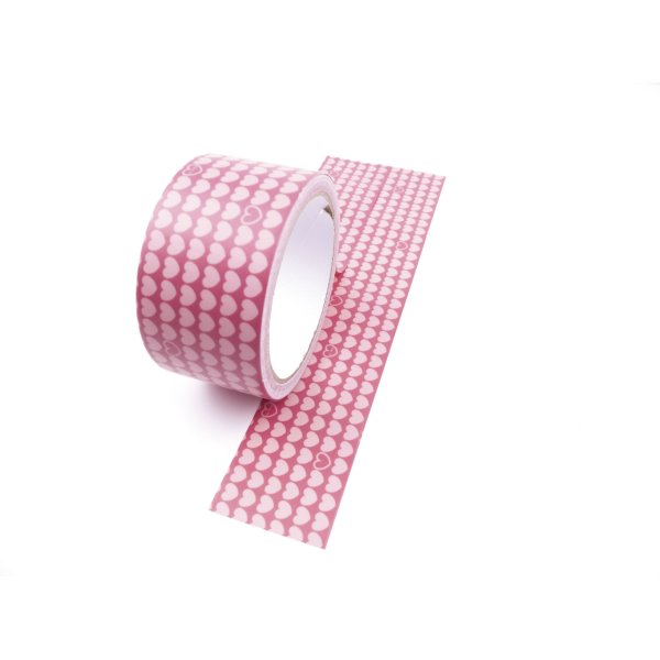 Queen tejp med rosa hjärtan 48 mm x 8 m Queen tejp med rosa hjärtan 48 mm x 8 m