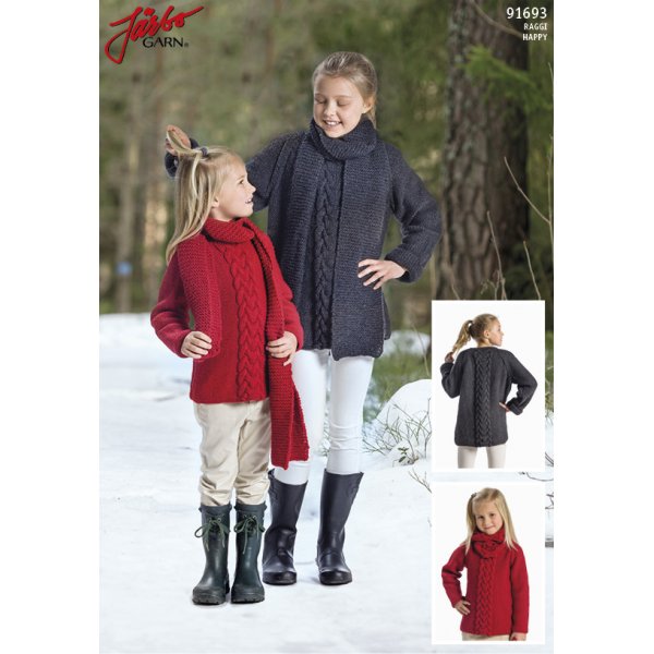 Stickmnster - Merry winter  barntrja med matchande halsduk & halstub