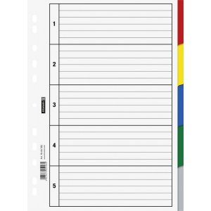 Register til ringperm - A4 plast - 5 faner