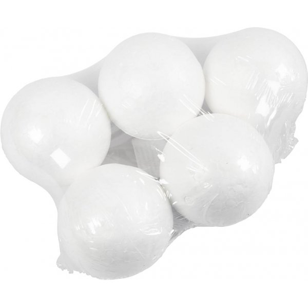 Kulor av frigolit - vit - Ø7 cm - 5 st Kulor av frigolit - vit - Ø7 cm - 5 st