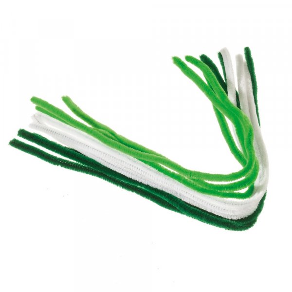 Piprensare 8 mm 50 cm 9 st - vit, ljusgrn, grn