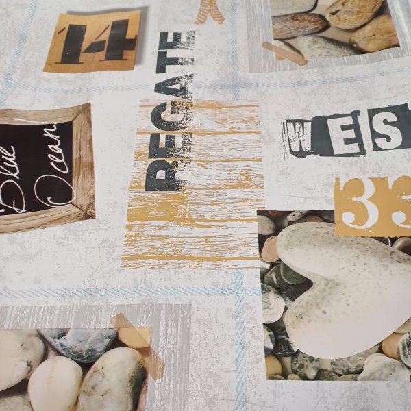 Vaxduk PVC by the sea stones 140 cm Vaxduk PVC by the sea stones 140 cm