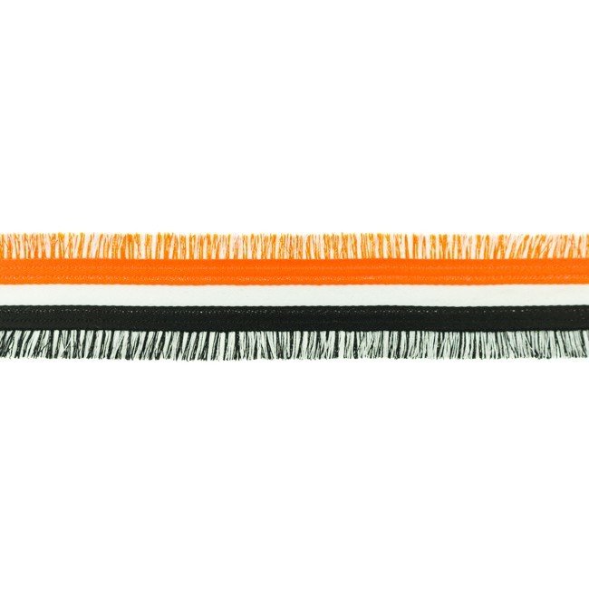 Bort/kantbånd med frynser - Stribet - Orange - Rand, Bånd & dekorationsbånd, Tekstilbånd & snor