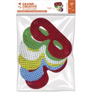 Set med 6 holografiska masker med vargmotiv Set med 6 holografiska masker med vargmotiv