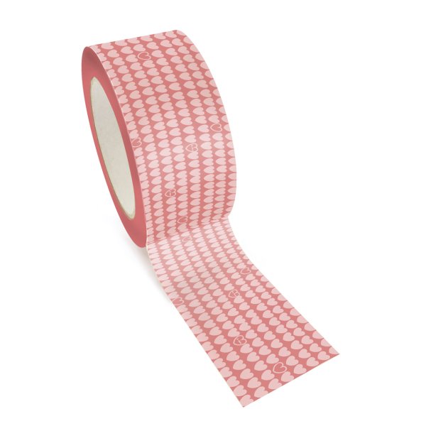 Queen tejp med rosa hjärtan 48 mm x 8 m Queen tejp med rosa hjärtan 48 mm x 8 m