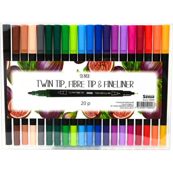 Fineliner Sense TwinTip - 20-pak