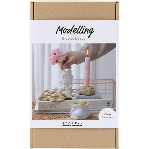 DIY Kit Modellera Vaser och Ljush�llare Beige, Elfenben & R�vit 4 st