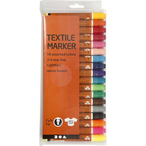Textilpennor - mixade färger - 18 st Textilpennor - mixade färger - 18 st