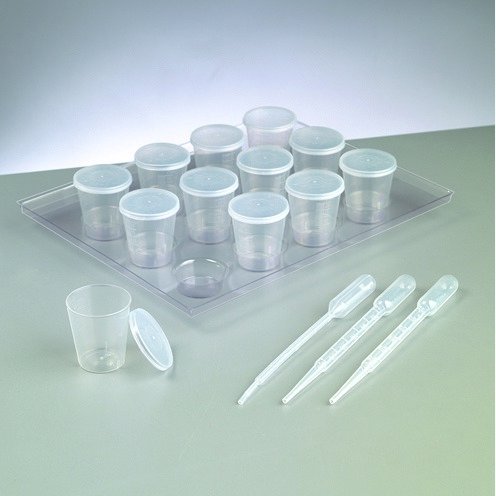 Fargeblandingssett 12 x 25 ml - 12 blandebeger, 3 pipetter