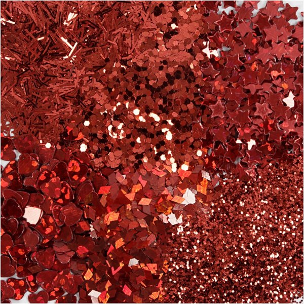 Glitter och paljetter - röd - 6 x 5 g Glitter och paljetter - röd - 6 x 5 g