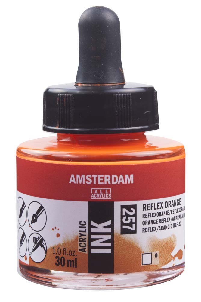 Akryltusch Amsterdam 30 ml - Reflex Orange - Tusch & Blæk, Kunstnerfarver