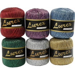 Lurex Garn - blandede farger - 6 x 25 g