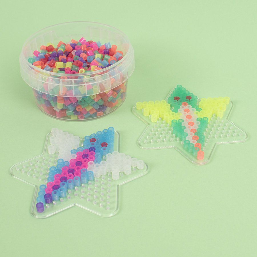 Perler i krukke 1000 stk - glittermix - Plastperler, Håndværk