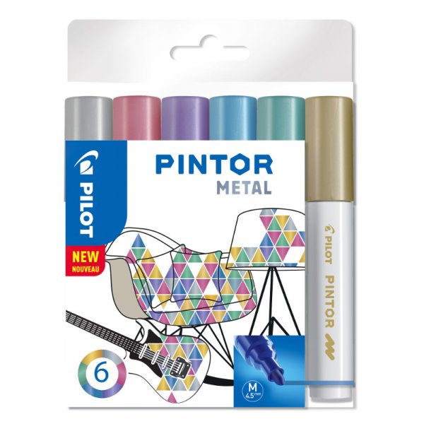 Fiberpennset Pilot Pintor (Metal Mix) - Medium