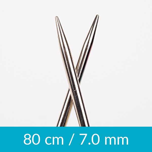 Cirkulære strikkepinde - Messing - 80 cm 7,00 mm / 31,5 tommer US 10¾ - Rundpinde, Strikkepinde, Strikning, Strikke, hækle, knytte og væve