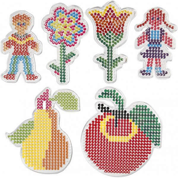 Pärlplattor - blomma - flicka - pojke - äpple och päron - 6 st Pärlplattor - blomma - flicka - pojke - äpple och päron - 6 st