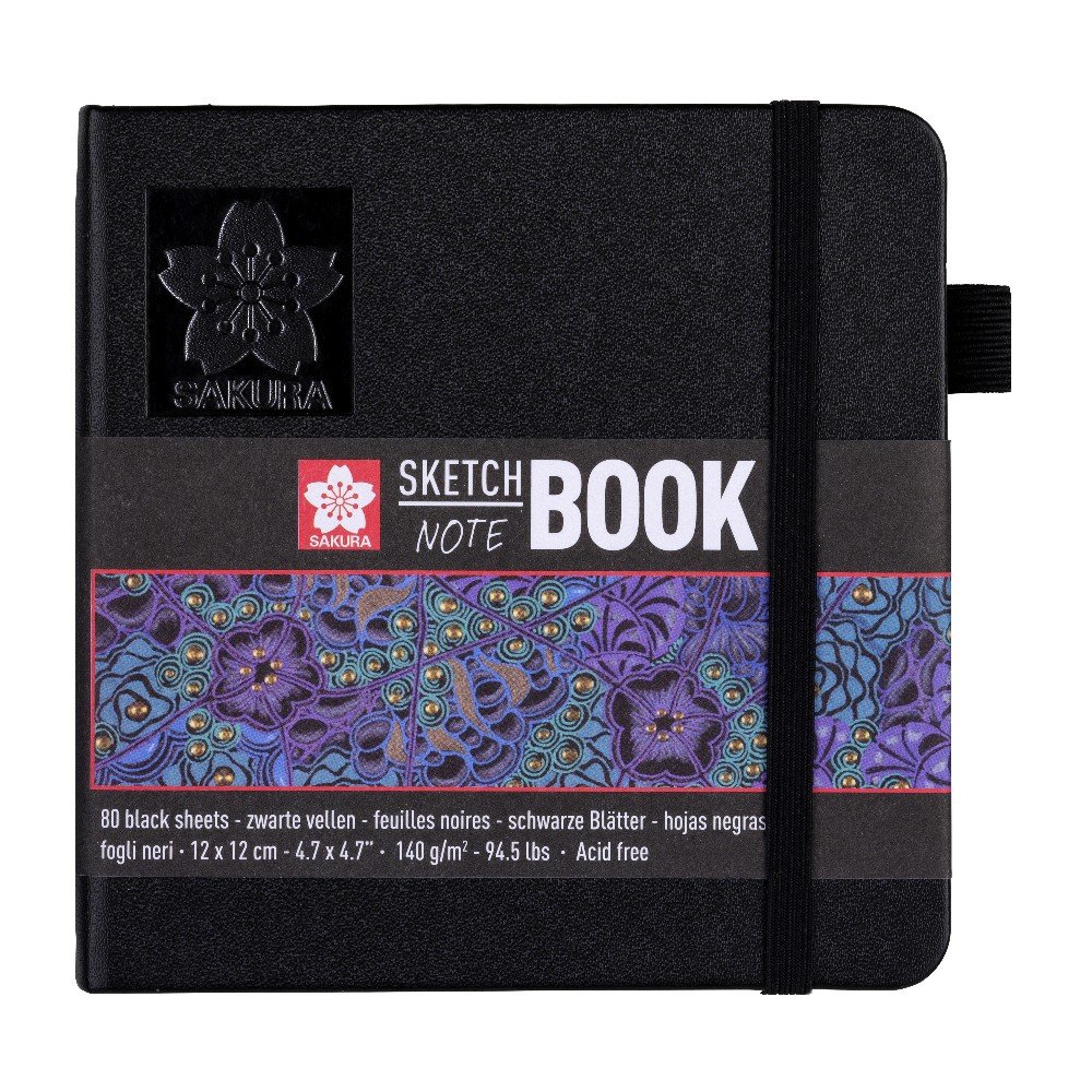 Skitsebog Sakura Sort Papir 140 g 80 ark - 12x12 cm - Skitseblok, Blok