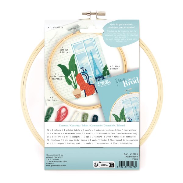 Broderikit Paris med ram 20 cm