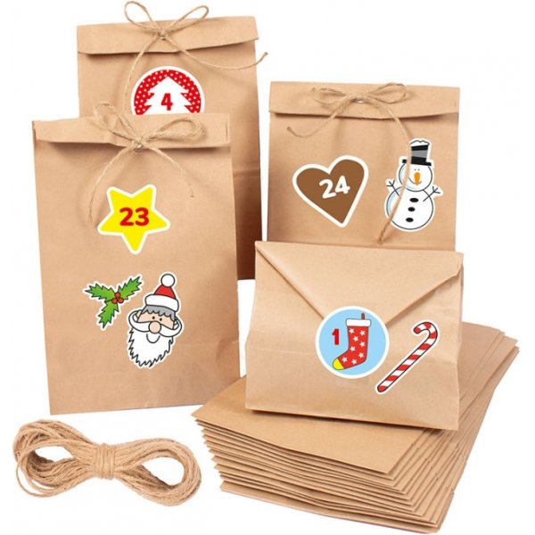 Pysselset Julkalender, 24 påsar, 3 stickersark Pysselset Julkalender, 24 påsar, 3 stickersark
