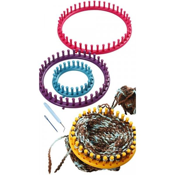 Runda stickringar med nålar och krokar - 4 st Runda stickringar med nålar och krokar - 4 st