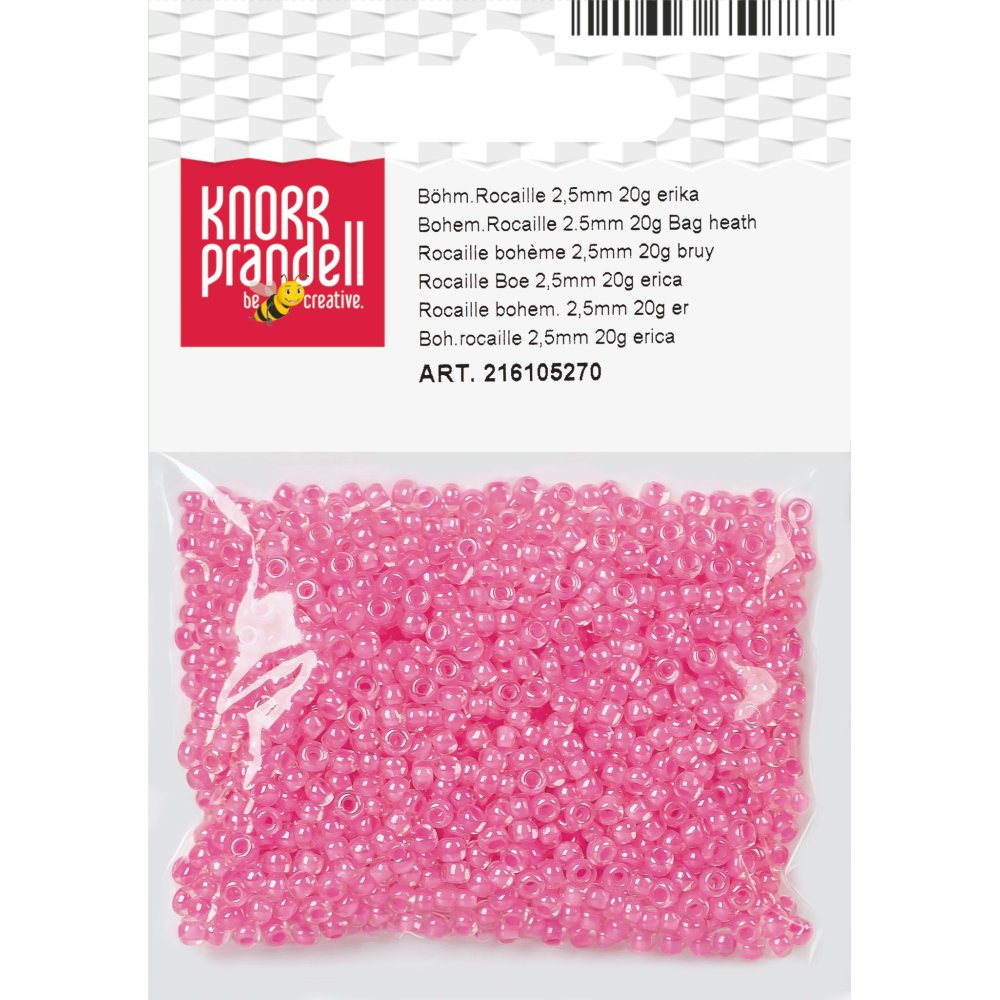 Bohemske rocailleperler 2,5 mm, 20 g, farve Erica - Blandinger af rocaillesperler, Rocaillesperler, Håndværk