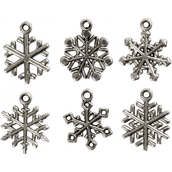 Berlocker - snöflingor - antiksilver - 18 st Berlocker - snöflingor - antiksilver - 18 st