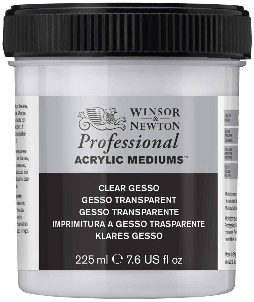 Akrylmedium W&N Professional - Klar Akrylgesso - 225 ml - Grunder - Primer, Fernis og kunstner medier til kunstmaling