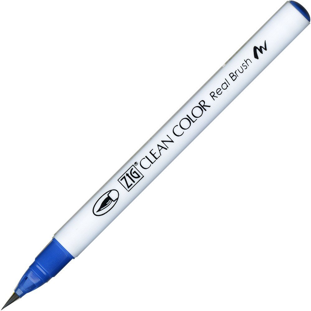 Penselpen ZIG Clean Color Real Brush - Dull Blue (034) - Penselpenne, Penne, Penne, kridt & tusch
