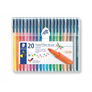 Fiberspetspennor Triplus Color i etui 1mm - 20 pennor