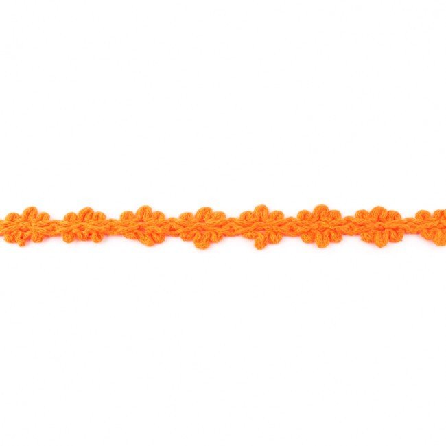Bort/Kantbånd - Hæklet blomst - Orange - Rand, Bånd & dekorationsbånd, Tekstilbånd & snor