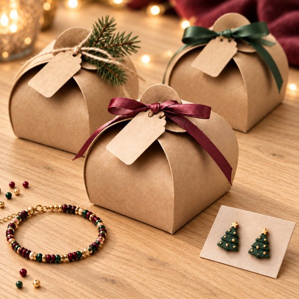 Presentaskar i kraftpapper 6 x 6 x 5,5 cm med etiketter - 10-pack Presentaskar i kraftpapper 6 x 6 x 5,5 cm med etiketter - 10-pack