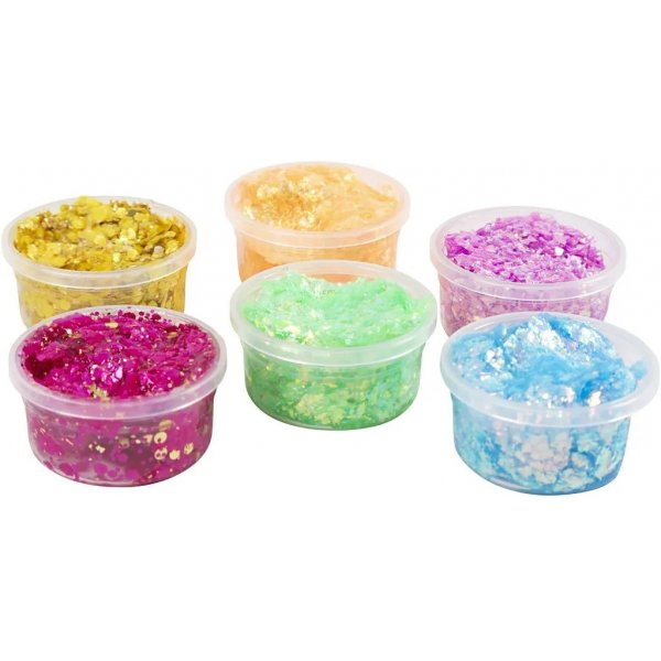 Glitter clay, mixade färger, 6x20 ml Glitter clay, mixade färger, 6x20 ml
