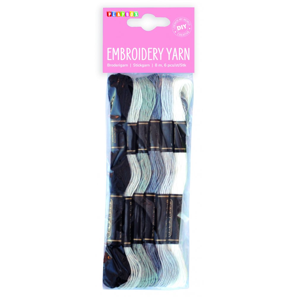 Broderigarn / moulinegarn - svart & vit - Broderigarn, Garn, Sticka & virka