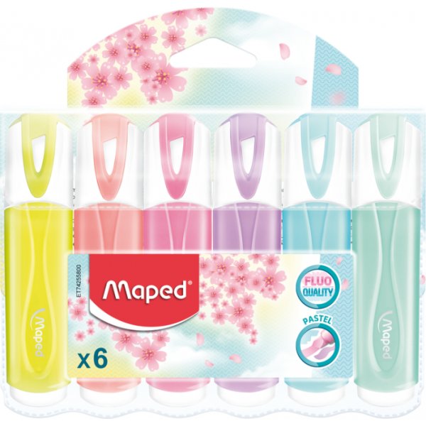 �verstrykningspenna - Maped - Fluo Pep\\\'S Klassiska pastellf�rger 6-pack