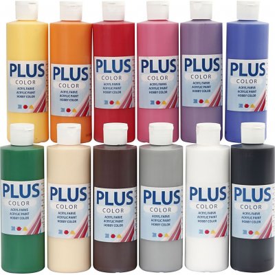 Plus Color Hobbymaling - standardfarger - 12 x 250 ml