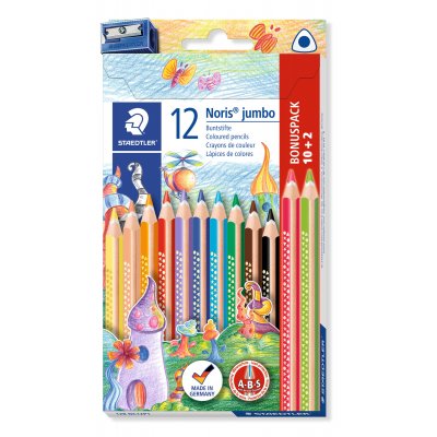 Noris Jumbo fargeblyanter - 10+2 blyanter