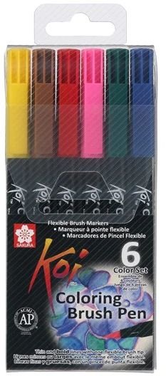 Penselpenna Sakura Koi Coloring Brush 6 pennor - Bright
