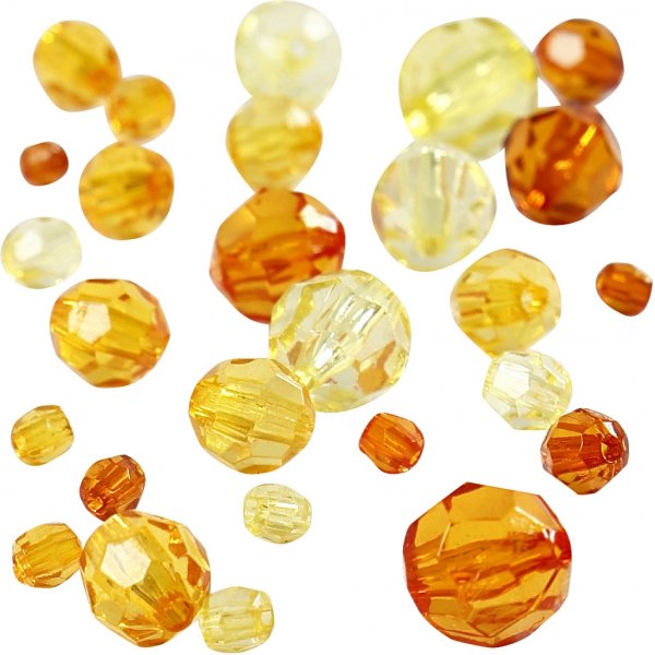 Harmoni facetterade plastpärlor - mixade - gul - 45 g Harmoni facetterade plastpärlor - mixade - gul - 45 g