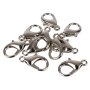 Halsbandslås karbinhake 13 mm försilvrade - 10 st Halsbandslås karbinhake 13 mm försilvrade - 10 st