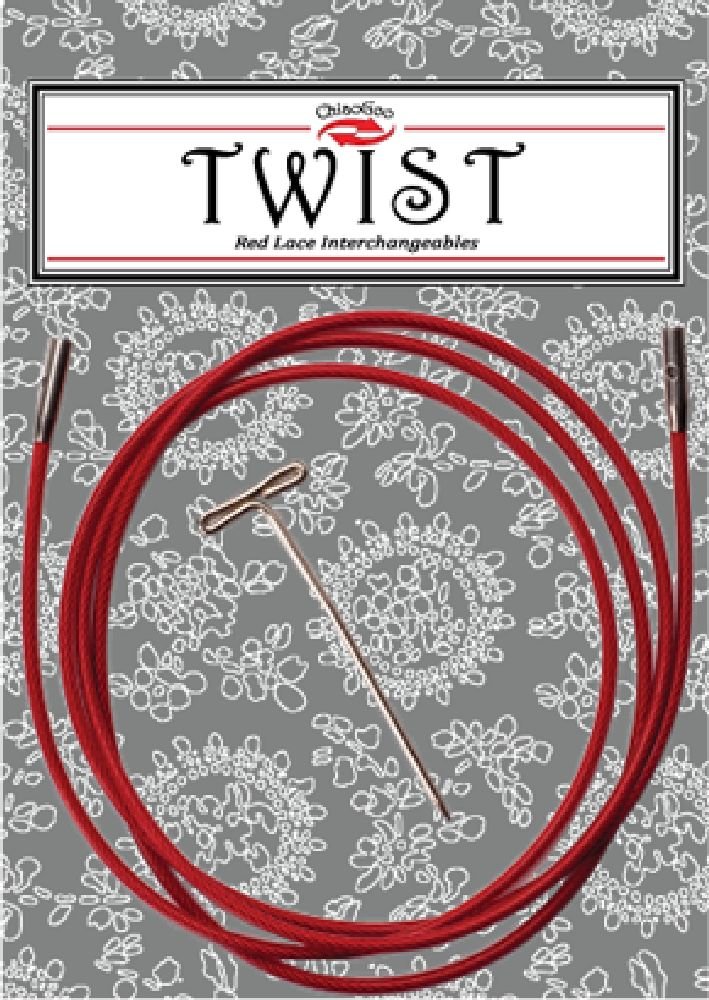 Hukommelsesfri Kabel Twist Rød 75 cm - Kabelpinde, Strikketilbehør, Strikning, Strikke, hækle, knytte og væve