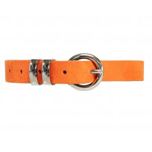 20 mm damsk�rp i borstad kalvl�der - Orange - 85 cm