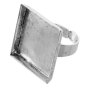 Ring fyrkantig 20 x 20 mm i antiksilver Ring fyrkantig 20 x 20 mm i antiksilver