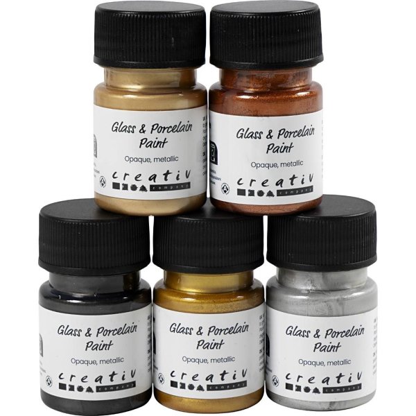 Glasf�rg metall - mixade f�rger - 6 x 30 ml