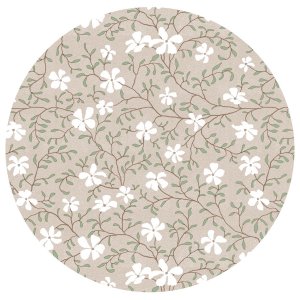 Vaxduk rund Sm�blommig motiv - Linne/gr�n