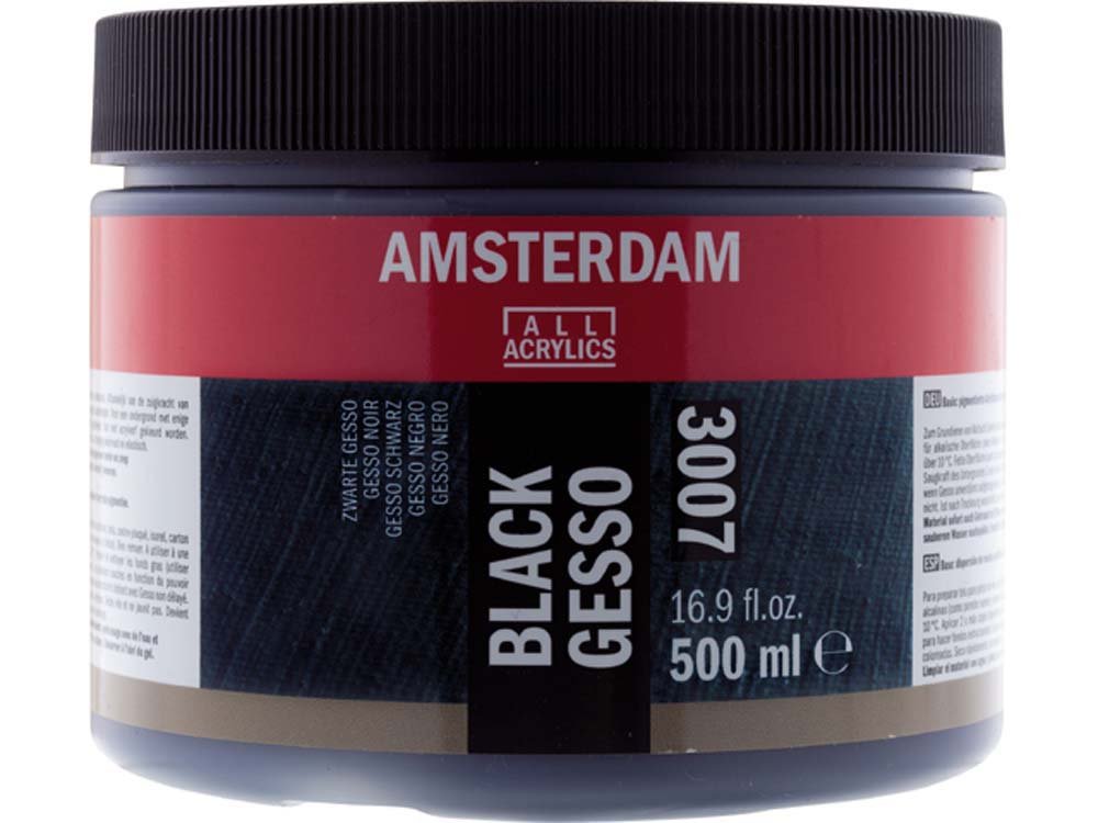 Gesso Amsterdam 500 ml - Sort - Grunder - Primer, Fernis og kunstner medier til kunstmaling