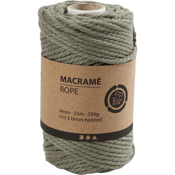 Makramégarn - mossgrön - Ø4 mm - 55 m Makramégarn - mossgrön - Ø4 mm - 55 m
