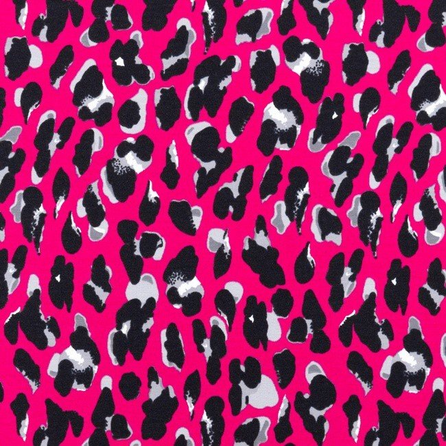 Jersey med print - Panter Pletter - Fuchsia - Mønstret strik, Strikstof, Stof